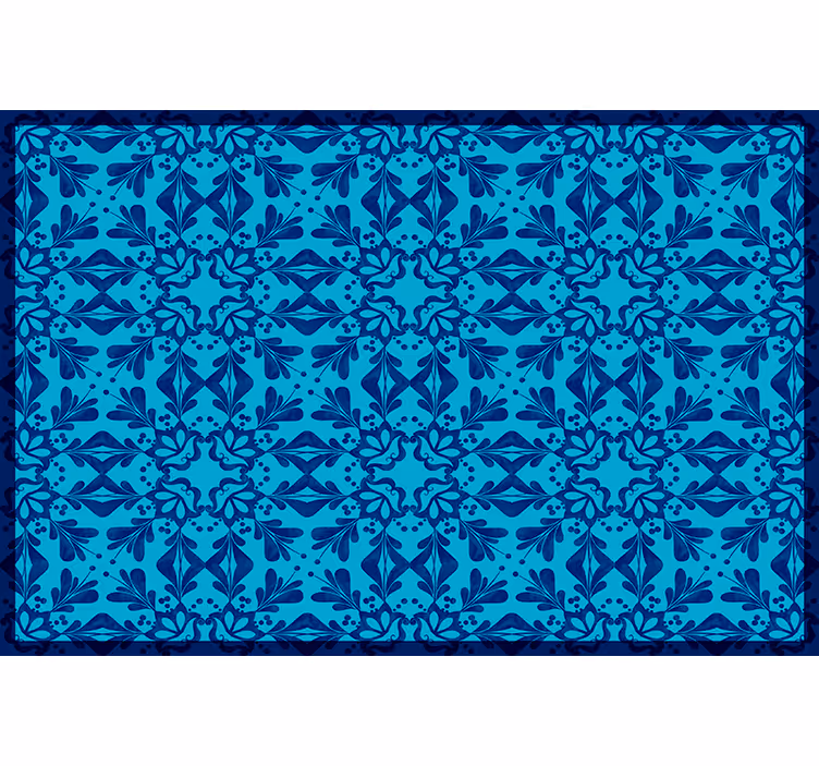 Blue roller blind with floral mosaic design - TenStickers