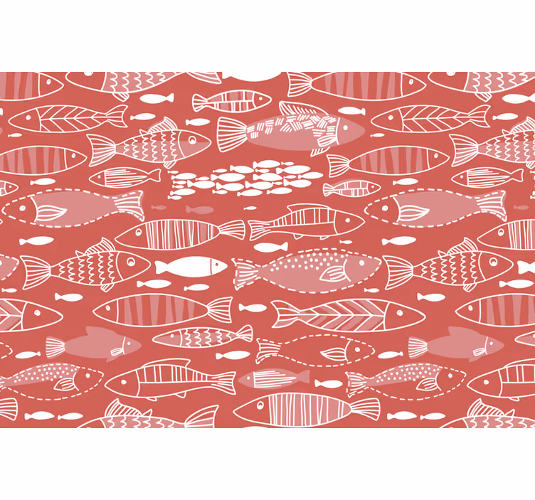 Red roller blind with abundant undersea life - TenStickers