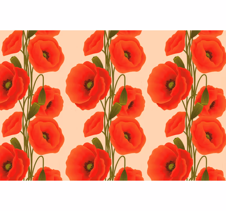 Red roller blind with poppies pattern - TenStickers