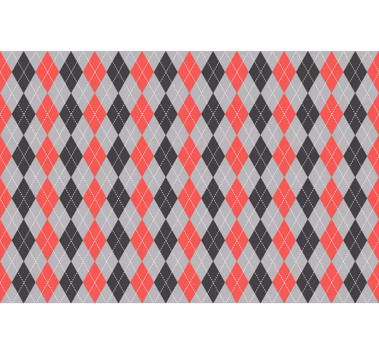 Red roller blind with red and grey diamonds - TenStickers