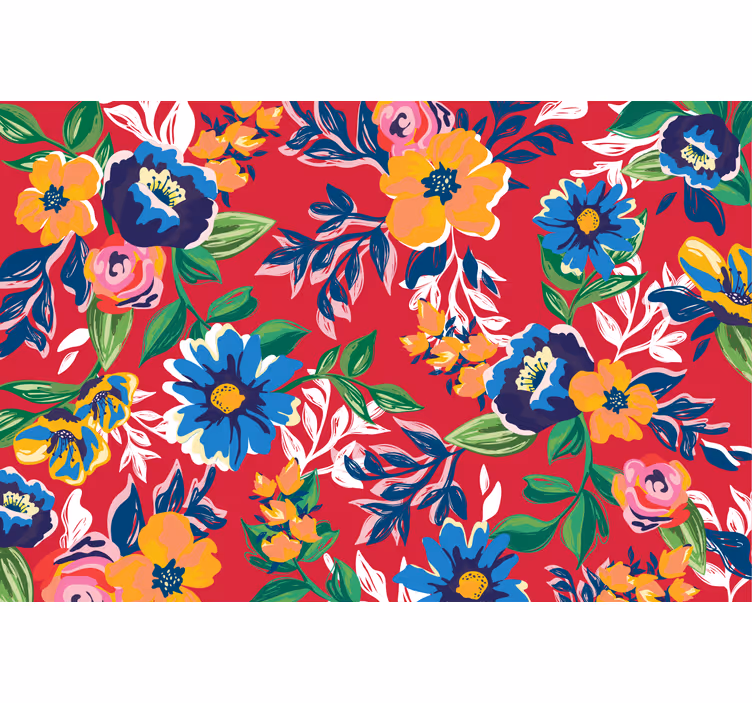 Red roller blind with red embroidery design - TenStickers