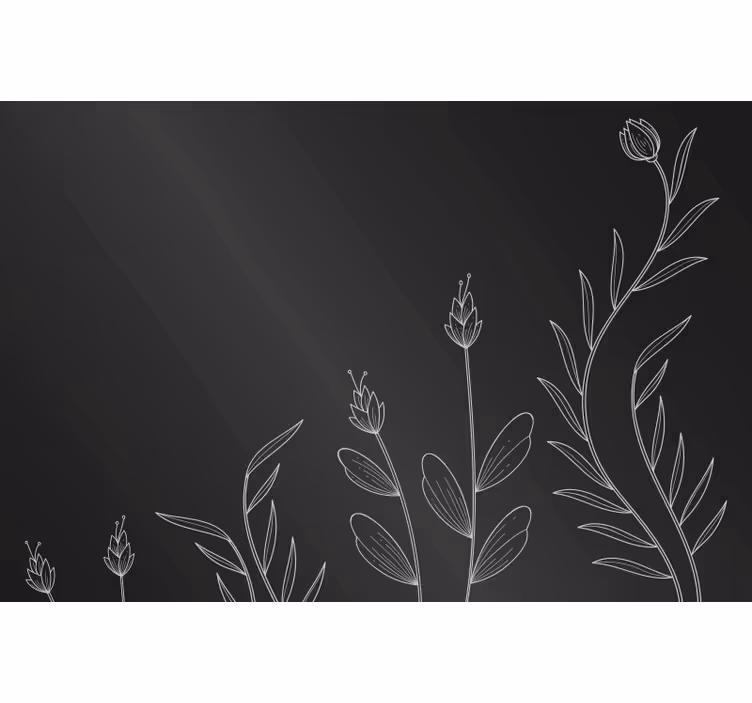 Black roller blind with elegant plant design - TenStickers