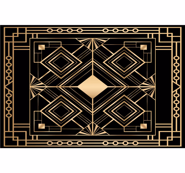 Black roller blind with modern art black and gold pattern - TenStickers