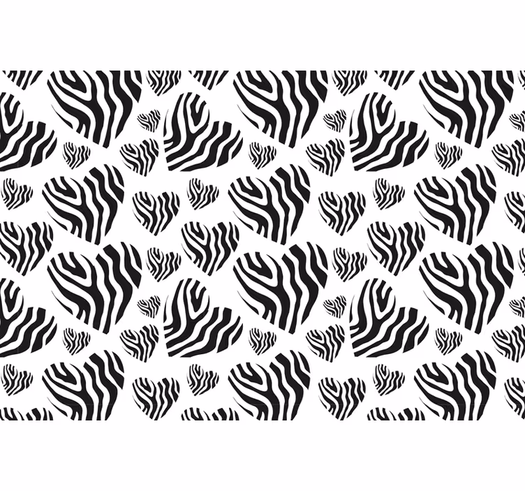 Black roller blind zebra heart animal print - TenStickers