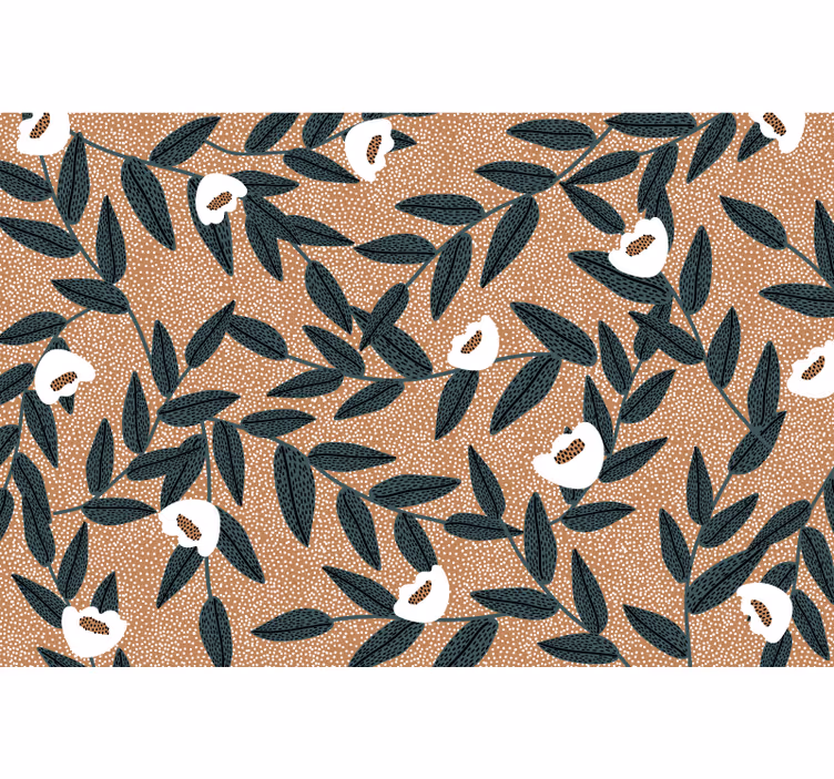 Beige roller blind with blossoms and leaves - TenStickers