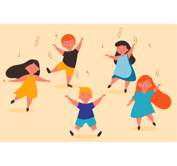 Beige roller blind for kids dancing - TenStickers