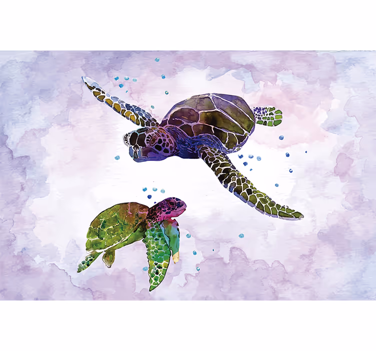 Purple roller blind with vibrant turtles design - TenStickers