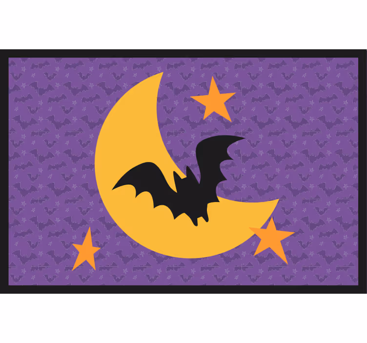 Purple roller blind with moon stars and bat design - TenStickers
