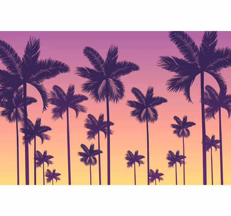 Purple roller blind with sunset palms design - TenStickers