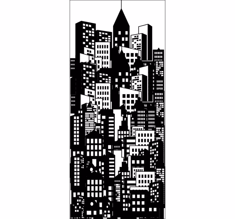 Office roller blind city skyline window film - TenStickers