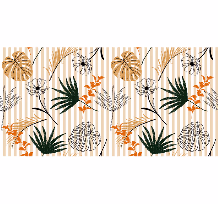 Office roller blind vinyl rug in black white beige flowers - TenStickers