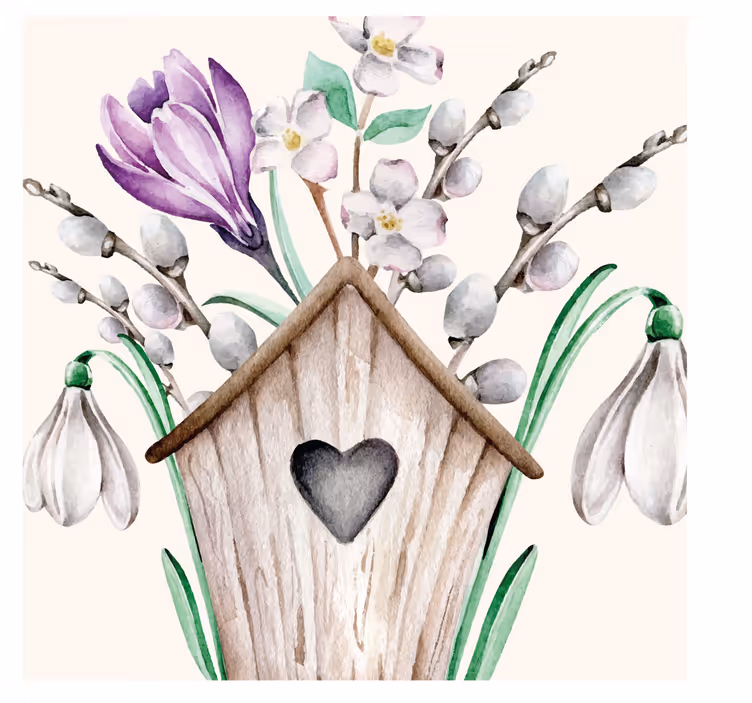 Living room roller blind with elegant snowdrop design - TenStickers
