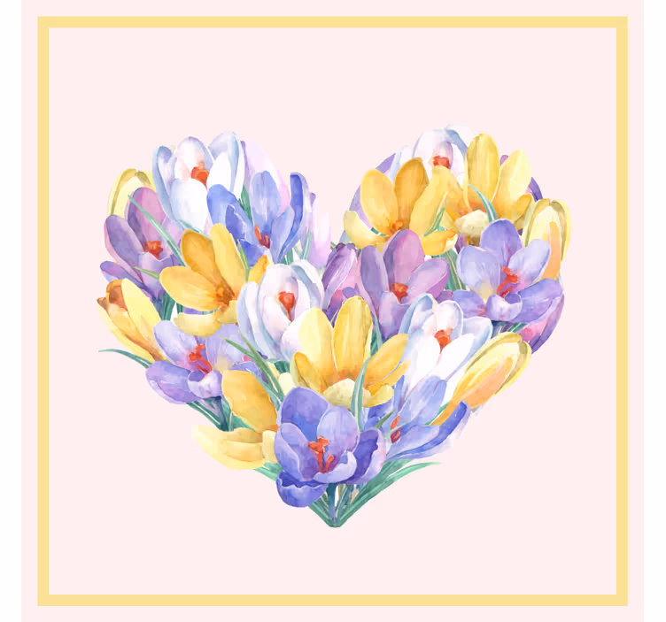 Living room roller blind crocus flower heart design - TenStickers