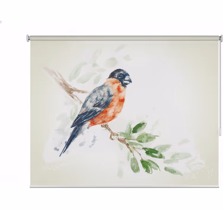 Living room roller blind with bird on a tree branch - TenStickers