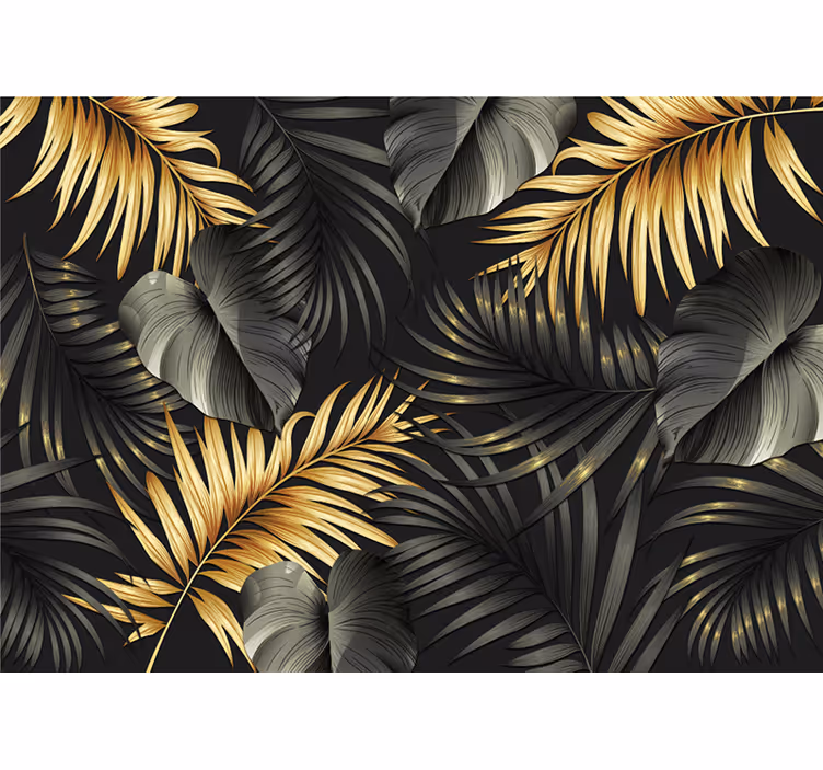 Bedroom roller blind with golden plants 3d effect - TenStickers