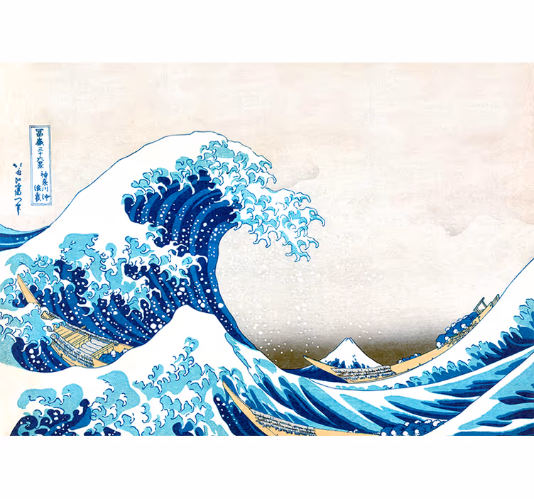Living room roller blind inspired by kanagawa wave - TenStickers