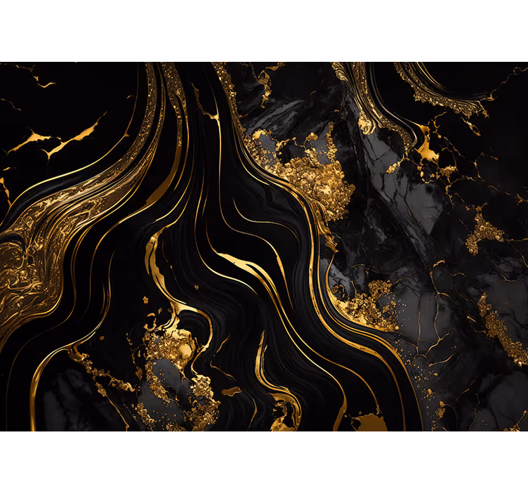 Living room roller blind black and gold marble - TenStickers