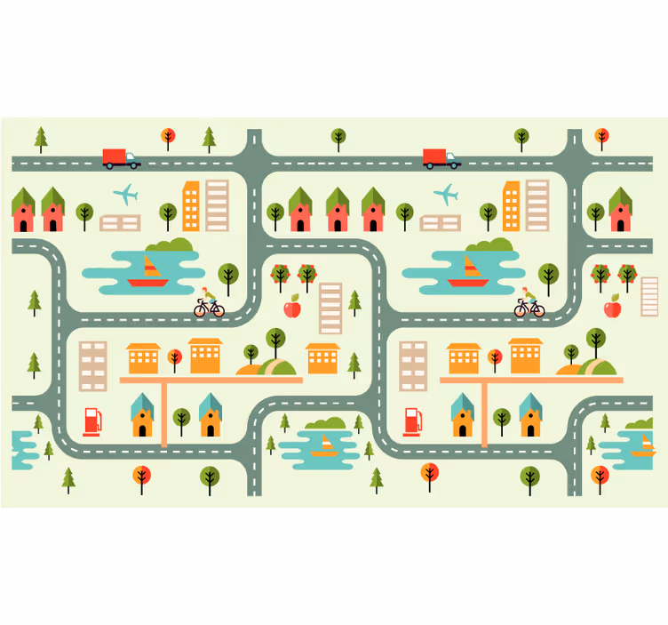 Children room roller blind road playmat for kids - TenStickers