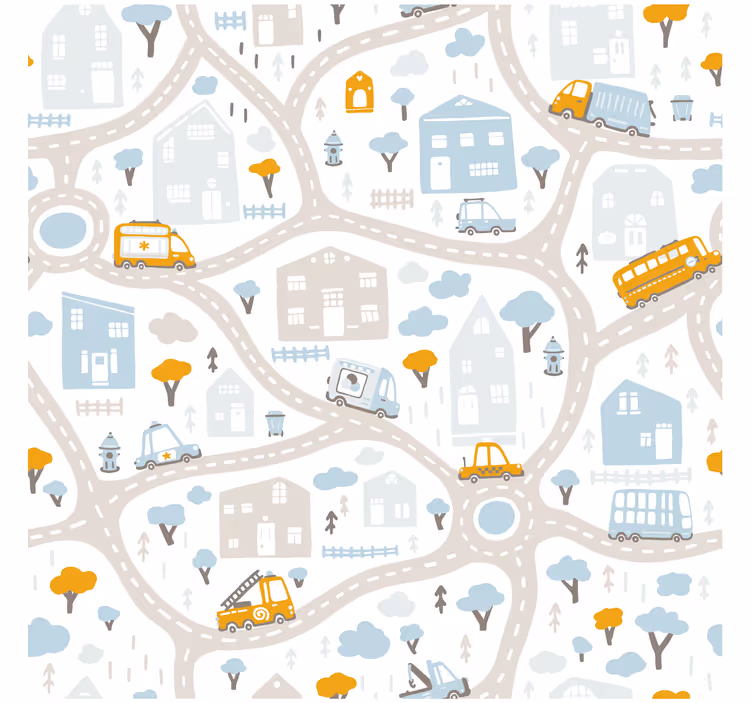 Children room roller blind doodle road map design - TenStickers