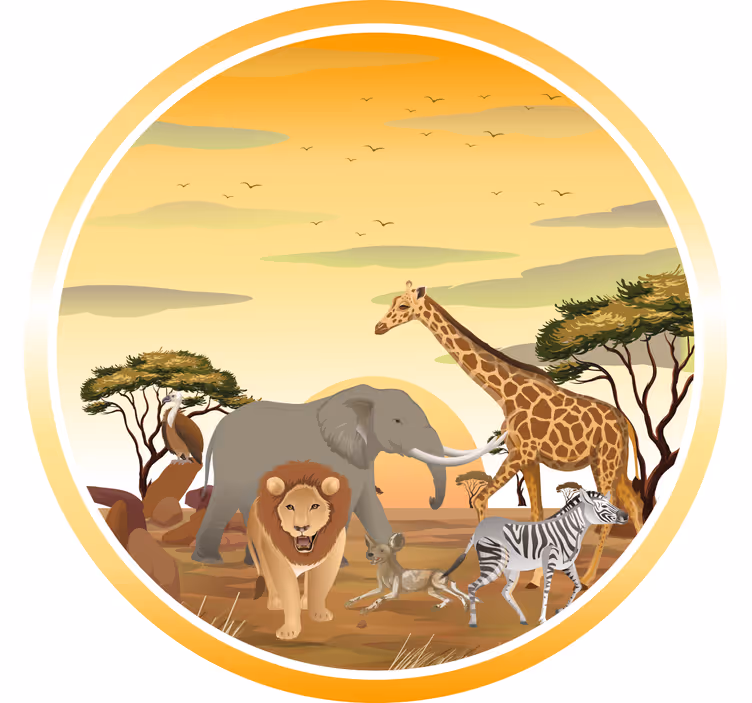 Children room roller blind african animals and plants - TenStickers