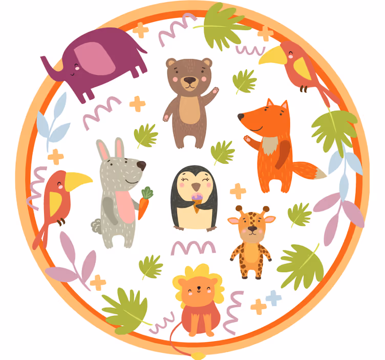 Children room roller blind with cute cartoon zoo animals - TenStickers