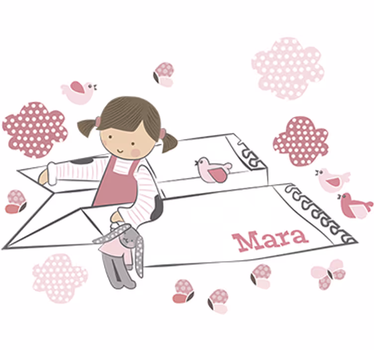 Children room roller blind girl airplane paper - TenStickers