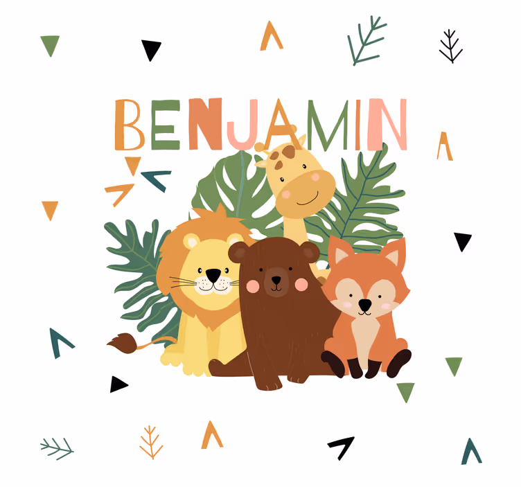 Children room roller blind with cute wild animals - TenStickers