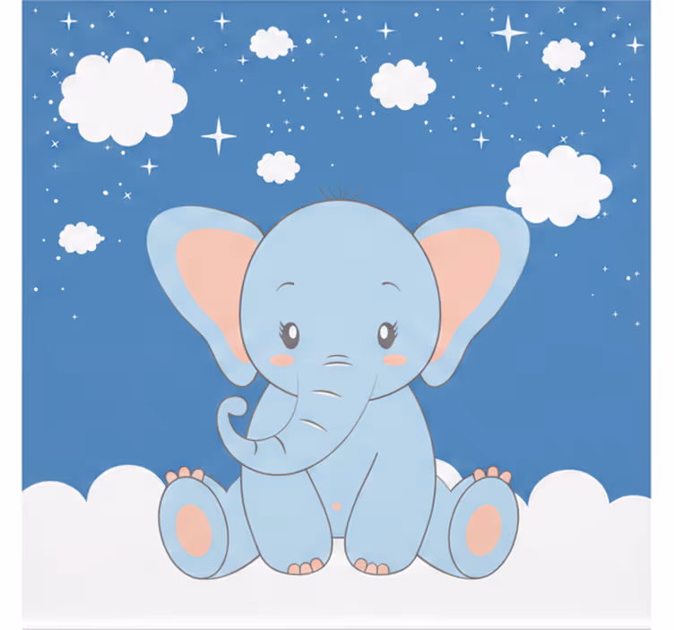 Children room roller blind cute blue elephant - TenStickers