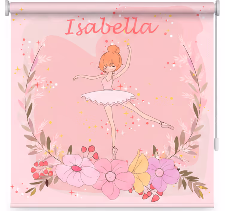 Children room roller blind star ballerinas with name - TenStickers