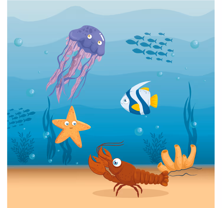 Children room roller blind seaworld life design - TenStickers