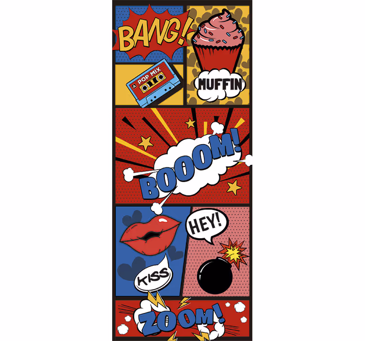 Teenage bedroom roller blind comic pop art door - TenStickers