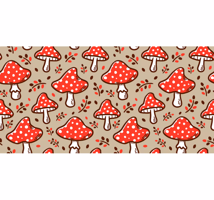 Beige roller blind with typical mushrooms design - TenStickers