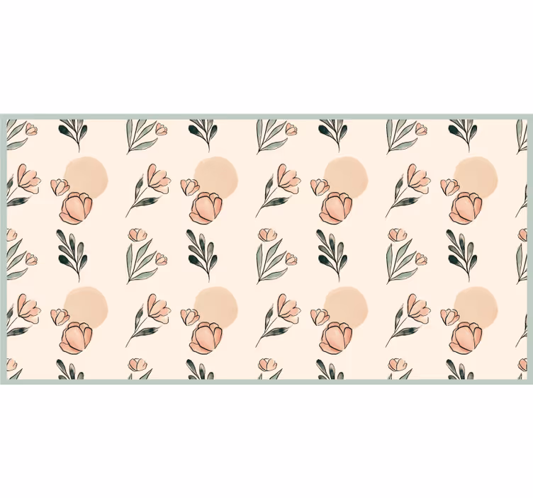 Beige roller blind with modern pastel floral design - TenStickers