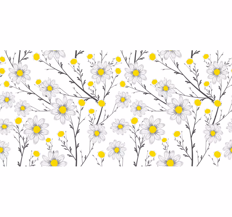 White roller blind with classic daisy flower design - TenStickers