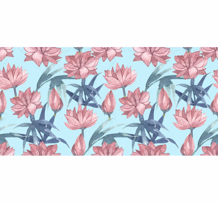 Flower roller blind blue watercolor flowers - TenStickers