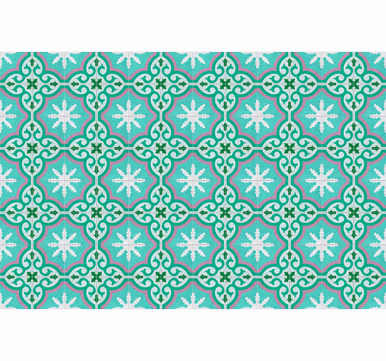 Vintage roller blind with green hydraulic tile design - TenStickers
