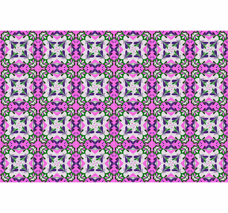 Vintage roller blind in pink hydraulic tile design - TenStickers