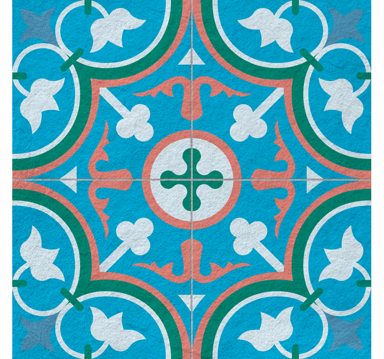 Retro roller blind blue hydraulic tile design - TenStickers