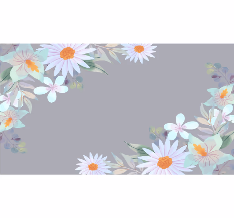 Gray roller blind with gray and blue watercolor flowers - TenStickers