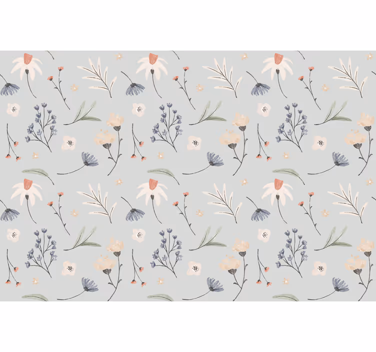 Gray roller blind with gray floral hamptons pattern - TenStickers