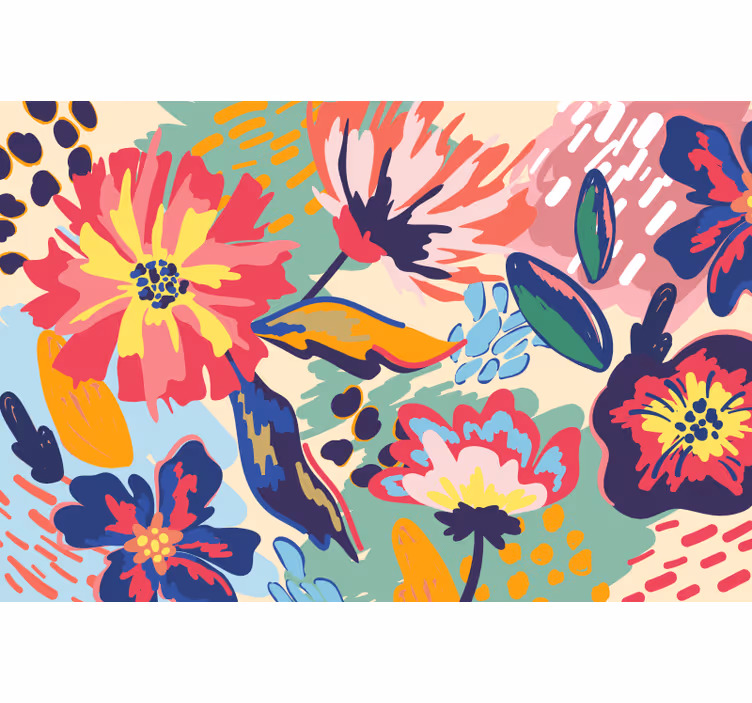 Bathroom roller blind with modern painted flowers - TenStickers