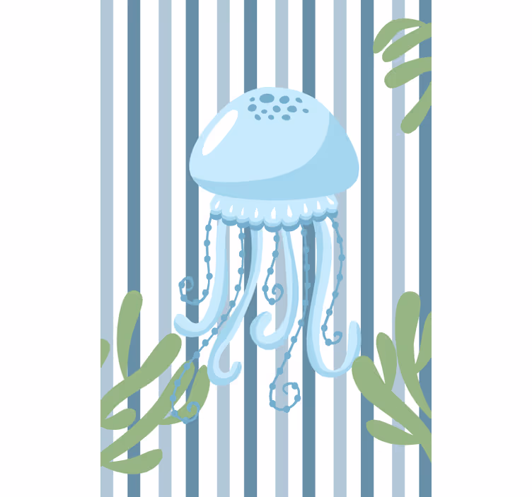Bathroom roller blind featuring blue jellyfish - TenStickers