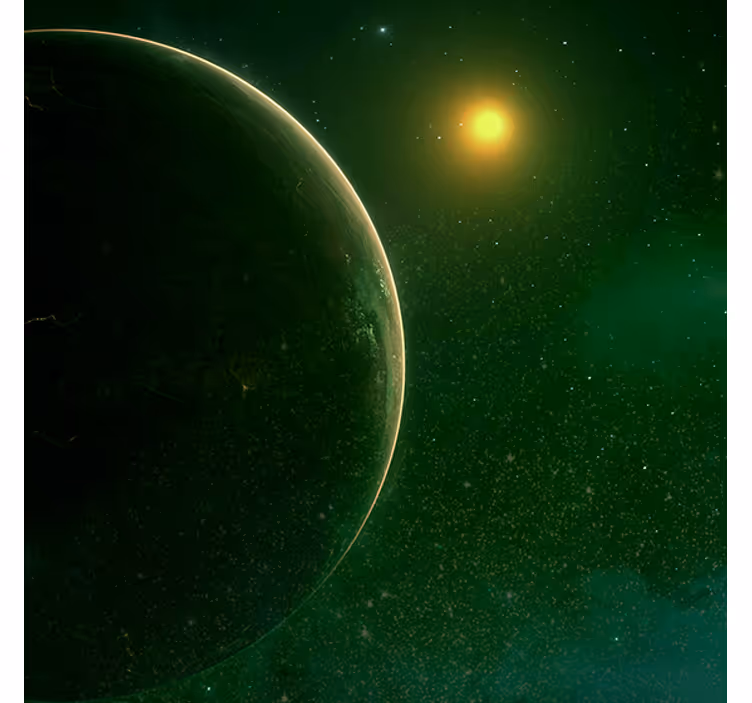 Office roller blind green planet satellite design - TenStickers
