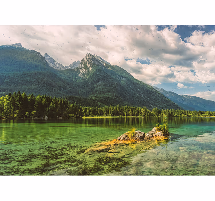 Office roller blind lake mountains and clouds - TenStickers