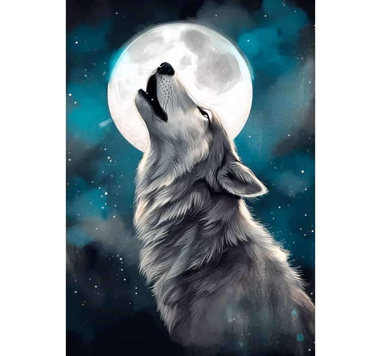 Teenage bedroom roller blind wolf howling design - TenStickers
