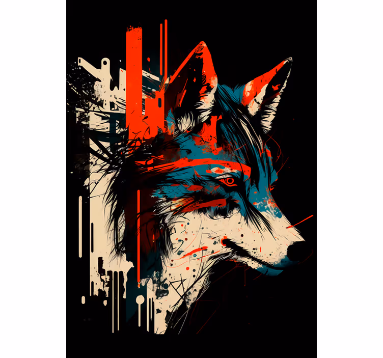 Teenage bedroom roller blind abstract wolf design - TenStickers