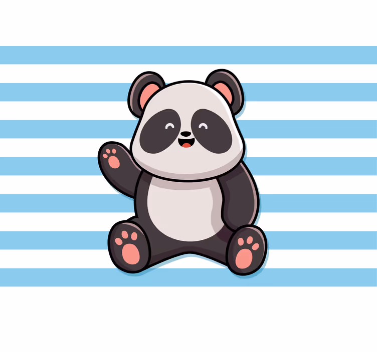 Fun roller blind happy panda on striped background - TenStickers
