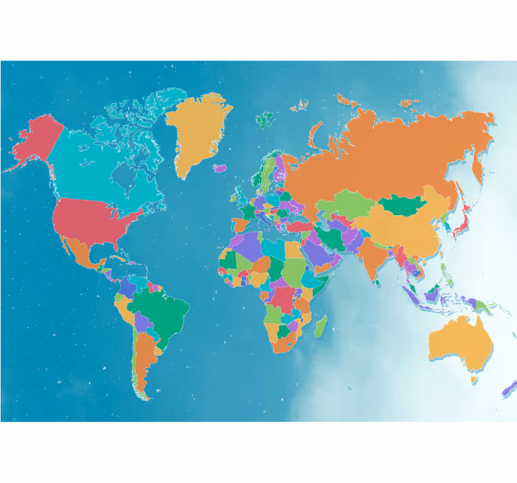 World map roller blind with colorful political map - TenStickers