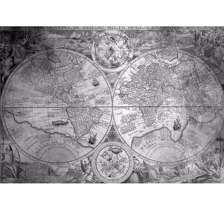 World map roller blind gray worldmaps - TenStickers