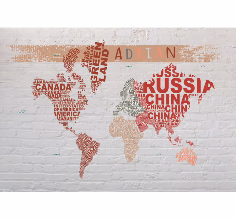 World map roller blind customizable pastel tones - TenStickers